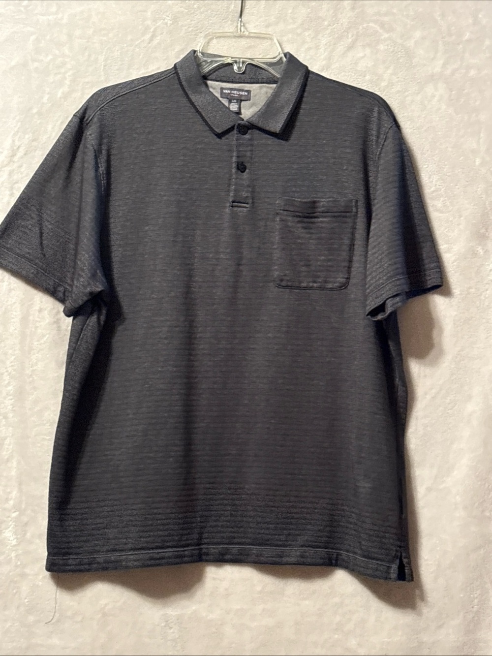 Van Heusen Men's Dark Charcoal Polo with Chest Pocket